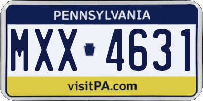 PA license plate MXX4631