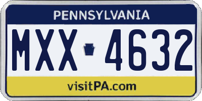 PA license plate MXX4632