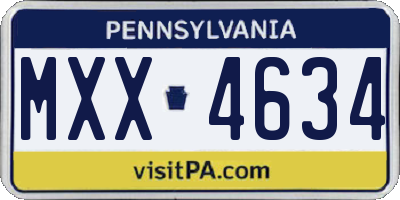 PA license plate MXX4634