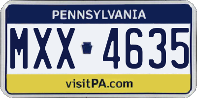 PA license plate MXX4635