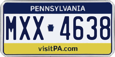 PA license plate MXX4638