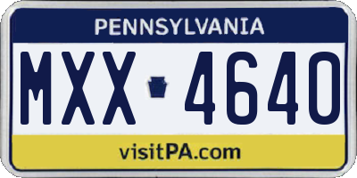 PA license plate MXX4640