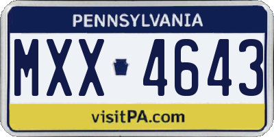 PA license plate MXX4643