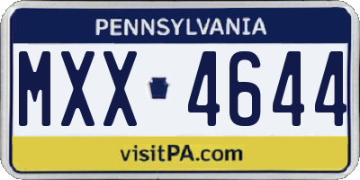PA license plate MXX4644