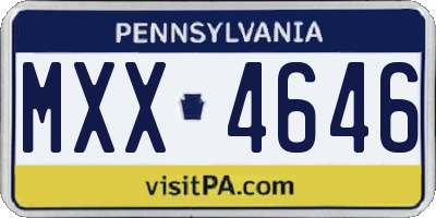 PA license plate MXX4646