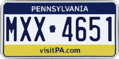 PA license plate MXX4651