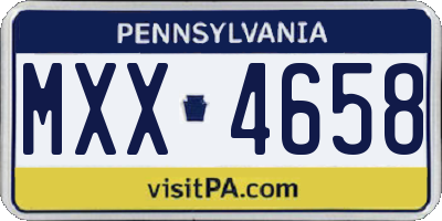 PA license plate MXX4658