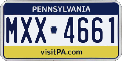 PA license plate MXX4661