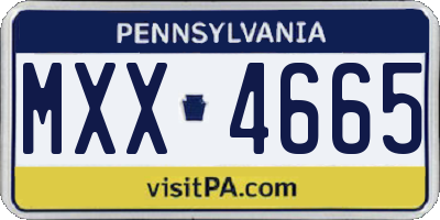 PA license plate MXX4665