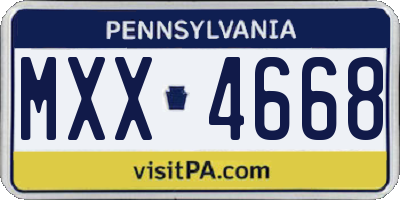 PA license plate MXX4668