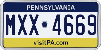 PA license plate MXX4669