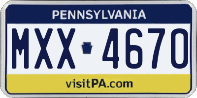 PA license plate MXX4670