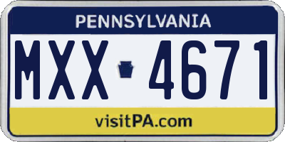PA license plate MXX4671