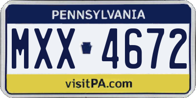 PA license plate MXX4672