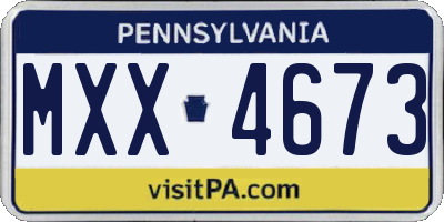 PA license plate MXX4673