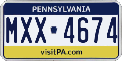 PA license plate MXX4674