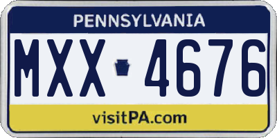 PA license plate MXX4676