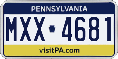 PA license plate MXX4681