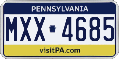 PA license plate MXX4685