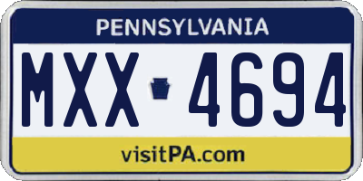 PA license plate MXX4694