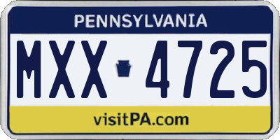 PA license plate MXX4725