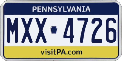 PA license plate MXX4726
