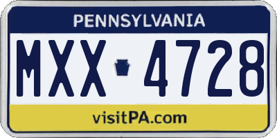 PA license plate MXX4728