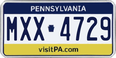 PA license plate MXX4729