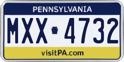 PA license plate MXX4732
