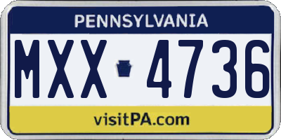 PA license plate MXX4736