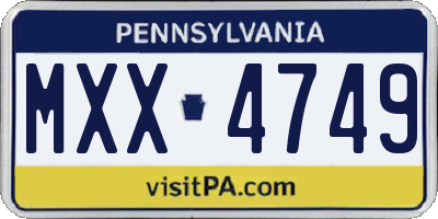 PA license plate MXX4749