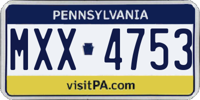 PA license plate MXX4753