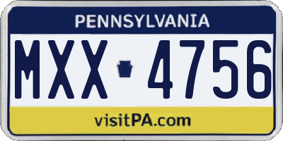 PA license plate MXX4756