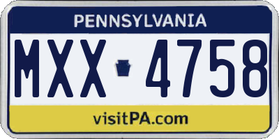 PA license plate MXX4758