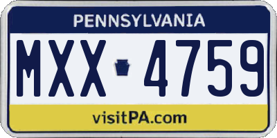 PA license plate MXX4759