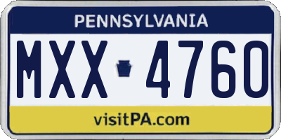 PA license plate MXX4760