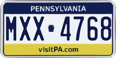 PA license plate MXX4768