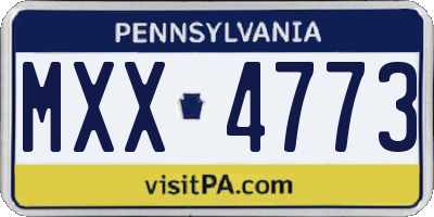 PA license plate MXX4773