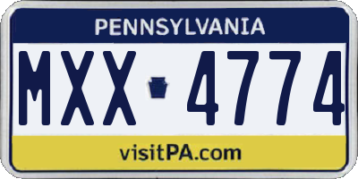 PA license plate MXX4774
