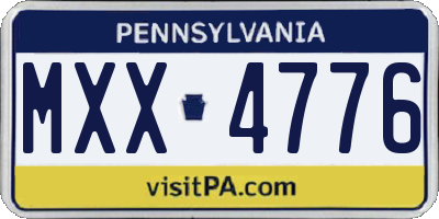 PA license plate MXX4776