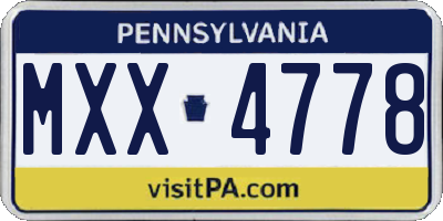 PA license plate MXX4778