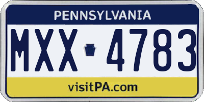 PA license plate MXX4783