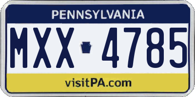PA license plate MXX4785