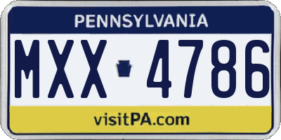 PA license plate MXX4786
