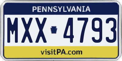 PA license plate MXX4793