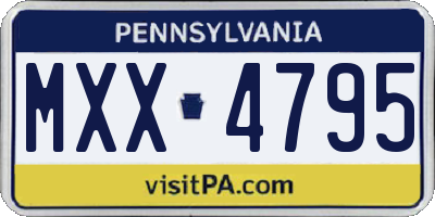 PA license plate MXX4795