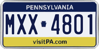 PA license plate MXX4801