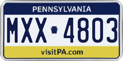 PA license plate MXX4803