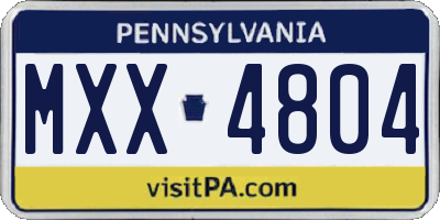 PA license plate MXX4804