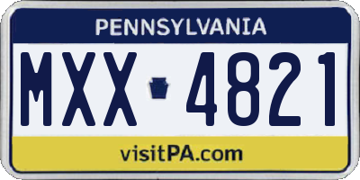 PA license plate MXX4821